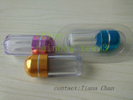 Blaue transparente Pillen-Phiolen/imprägniern kleine Plastikpillen-Behälter mit Metallkappe