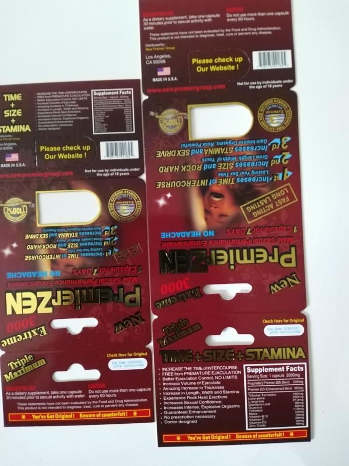 Schieben Sie Blasen-Einsatz-Karte, die männlichen verpackenden Verbesserungs-Pillen, Verpackung der Sex-Pillen-3d von Verpackentaschen