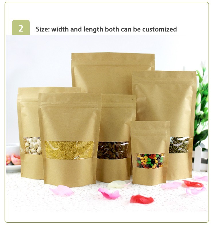 Nahrungsmittelgrad-Kraftpapier-Tasche mit klarem Fenster/Mylay-Tasche für Bean, Süßigkeit, Brot, Kaffee