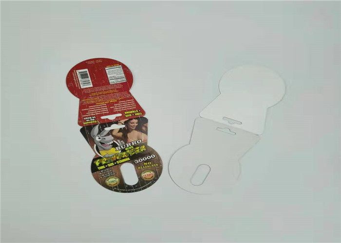 Eine gesetzte Sex-Pillen-Papierkarte, die rote Blasen-Karten-Gewohnheits-Farbe des Splitter-Nashorn-V7 verpackt