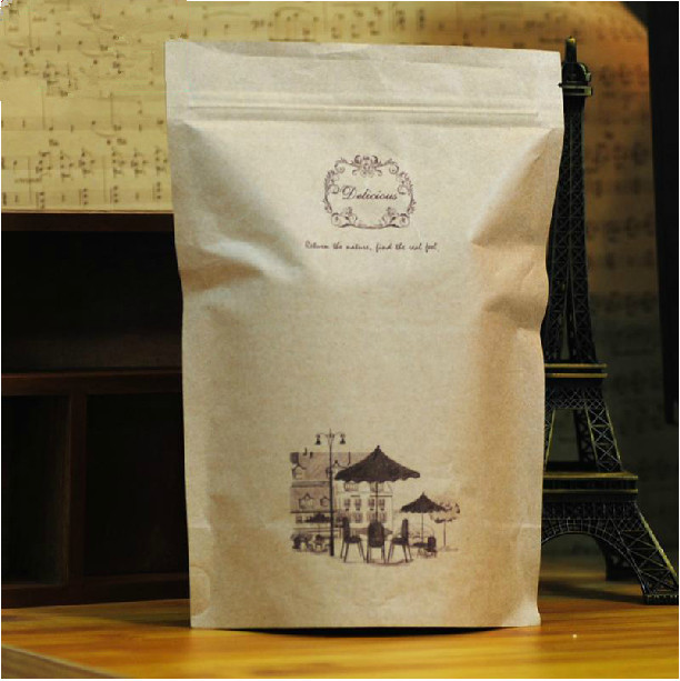 Kaffeebohne fertigte Papiertüten Brown Kraftpapier mit Fenster- und Reißverschlusskraftpapiertasche besonders an