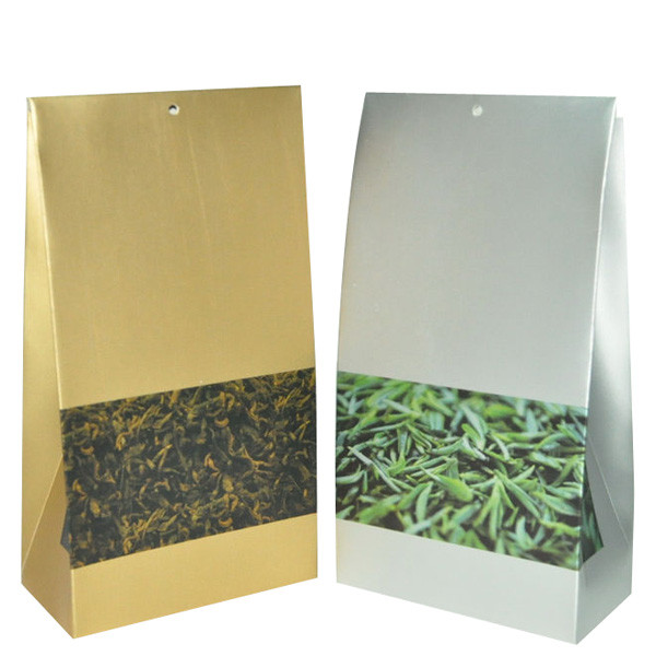 Gelbe silbrige Mattendkunststoffgehäuse-Tasche mit quadratischem Bpttom für Tee