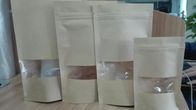 Brown mit Reißverschlussstehen oben Beutel kundengebundene Papiertüte-Verpacken- der Lebensmitteltaschen mit klarem Fenster