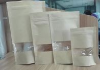 Brown mit Reißverschlussstehen oben Beutel kundengebundene Papiertüte-Verpacken- der Lebensmitteltaschen mit klarem Fenster