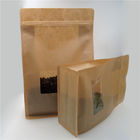 Quadratische Brown-Kraftpapier-Tasche mit klarem Fenster, Zipverschluss-Kaffee-Beutel