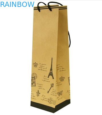 Kundengebundene Verpackentasche des gestrichenen Papiers mit Griff für Wein und Geschenk