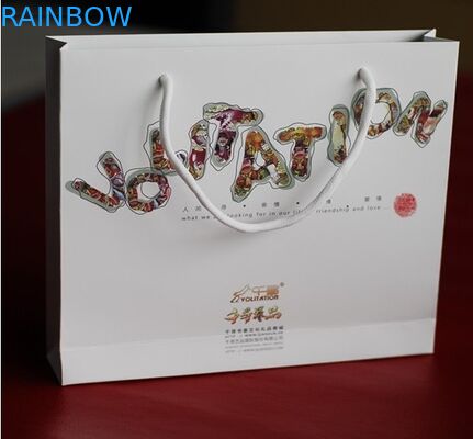 Umweltfreundlicher Griff kundengebundenes Papiertüte-heißes Stempeln mit Logo-Silber