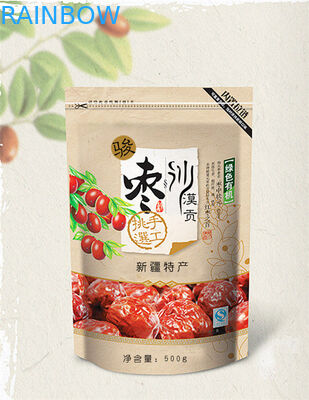 Kundenspezifischer Druckfolien-Beutel, der mit Reißverschluss-und Unterseiten-Keil für das Reis-Verpacken verpackt