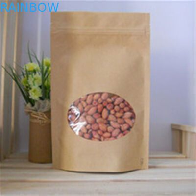 Klares Fenster kundengebundene Papiertüten, Reißverschluss-Brown-Papiertüten