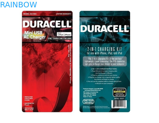 Umweltfreundliche rote Blasen-Karten-Verpackung für USB-Ladegerät, das mit Logo gedruckt verpackt