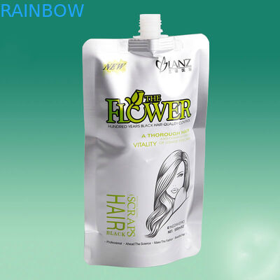 Silbern stehen Sie oben die Tüllen-Beutel-Verpackenfolie, die für Haarpflege recyclebar ist