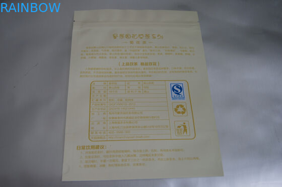 Flache Aluminiumfolie-Teebeutel, die mit Reißverschluss-und Riss-Kerbe für Chrysantheme Matt verpacken