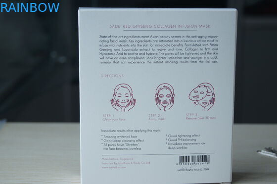 Rosa Sade-Papier-Verpackenkasten-weiße Karte für Ginseng-Kollagen-Kosmetik-Maske