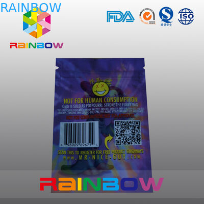 Seitendichtungs-Kräuterweihrauch-Verpackentasche 5g OMG drei mit Reißverschluss