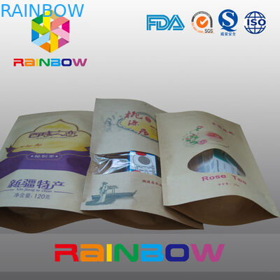 Papiertüten Nahrungsmittelgrad Custimized Kraftpapier/Tasche mit Reißverschluss mit Fenster