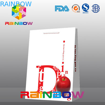 Weiß kundengebundene Papiertüte-flache Unterseiten-Papplogo-Papier-Einkaufstasche