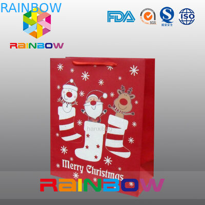 Rot fertigte die Papiertüte-Weihnachtsgeschenk-Tasche mit rotem Seil/nettem gedruckt besonders an
