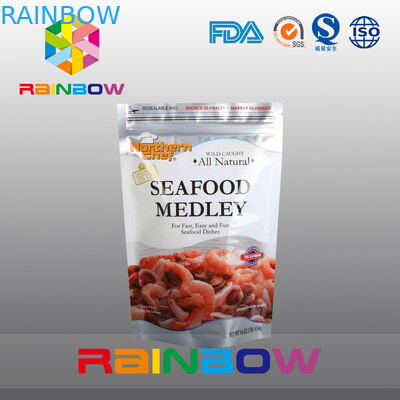 Aluminiumfolie-Beutel, der oben Sthand mit Reißverschluss für Meeresfrüchte verpackt