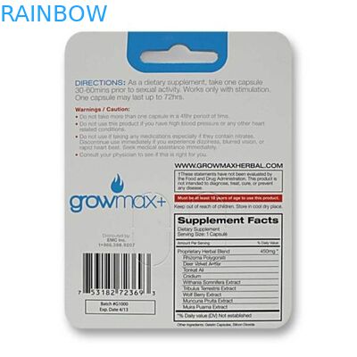 Gewohnheit hängende Papierdruckkarte, die für männliches Verbesserungs-Reizmittel mit zwei Löchern verpackt