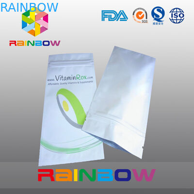 Weißer Block-Unterseiten-Nahrungsmittelgrad-Plastikbeutel, der mit der Aluminiumfolie-Gewohnheit gedruckt verpackt