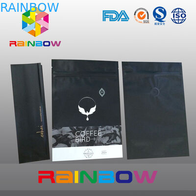 Matt-Schwarz-Stehsatz-Kaffeebohne-Folien-Beutel-Verpackentaschen mit dem Mit Gras bedecken des Ventils