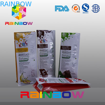 Gewohnheit druckte flache Unterseiten-Plastiktaschen, Viererkabel-Dichtungs-Block-Unterseiten-Tasche mit klarem Fenster