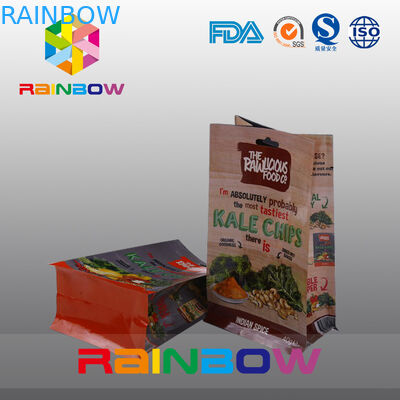 Gewohnheit druckte flache Unterseiten-Plastiktaschen, Viererkabel-Dichtungs-Block-Unterseiten-Tasche mit klarem Fenster