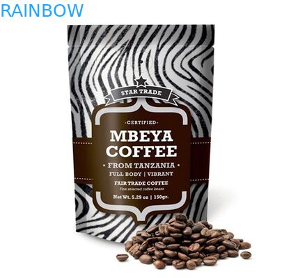 Stehen Sie oben Aluminiumfolie-Kaffee-Tasche Matts mit Reißverschluss, Brown-Kaffee-Taschen-Nahrungsmitteltaschen