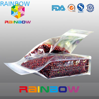 Bohnen des transparenten unteren Plastikkeils mit Reißverschluss/das Verpacken der Lebensmittel bauscht sich