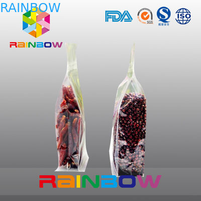 Bohnen des transparenten unteren Plastikkeils mit Reißverschluss/das Verpacken der Lebensmittel bauscht sich