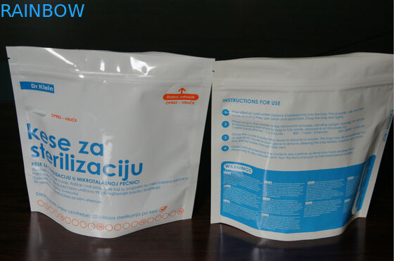 Nahrungsmittelgrad-lamellierter Plastikmikrowellen-Sterilisator-Taschen stehen oben mit Reißverschluss