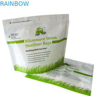 Nahrungsmittelgrad-lamellierter Plastikmikrowellen-Sterilisator-Taschen stehen oben mit Reißverschluss