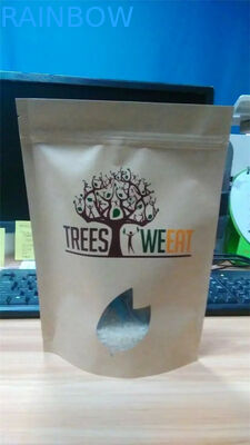 Logo druckte Griff-Dichtungs-Taschen/Kraftpapier-Tasche für backende Mischung mit Fenster und Reißverschluss