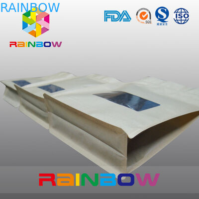 Block-unteres KraftpapierKaffeebohne, die Beutel mit Reißverschluss und klarem Winow verpackt