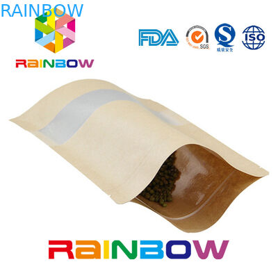 Papiertüten Browns Kraftpapier kundengebundene Verpacken- der Lebensmitteltasche Doypack trockene mit Reißverschluss mit Fenster