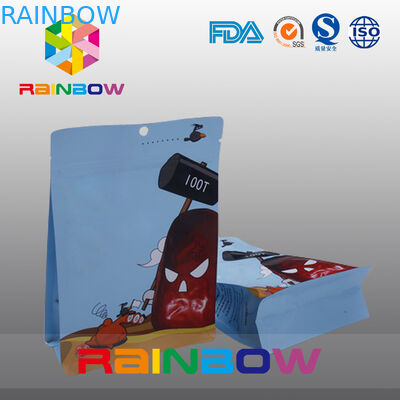 Quadratische untere Plastikimbiss-Tasche, die für Nahrungsmittel-/flach Unterseiten-Keil-Reißverschluss-Beutel verpackt