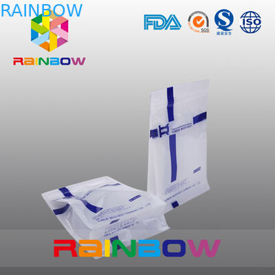 Sondergröße weißer Qual-Dichtungs-flache Unterseiten-Keil-Beutel mit Dia-Reißverschluss für das Verpacken der Lebensmittel