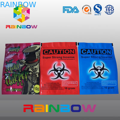 Wodu-Gewürz-Rauch-Tasche kundenspezifische der Logo-Vorsicht-Kräuterweihrauch-Reißverschluss-Taschen-10g 4g chemische