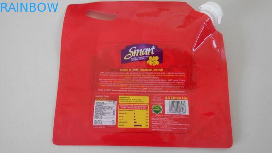 Drucklogo stehen oben Tüllen-Beutel mit Griff für Speiseöl 4.5L/Huile De Canola