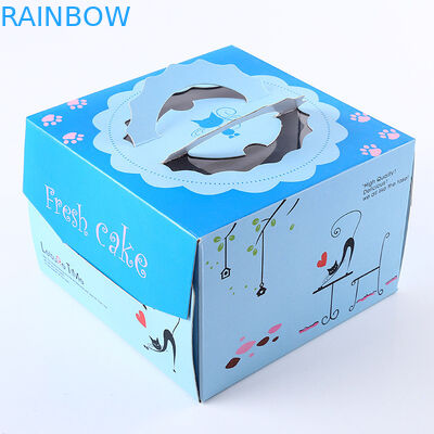 Rosa blaues quadratisches Geburtstags-Kuchen-Papierkasten-Verpacken/Geschenkbox besonders angefertigt