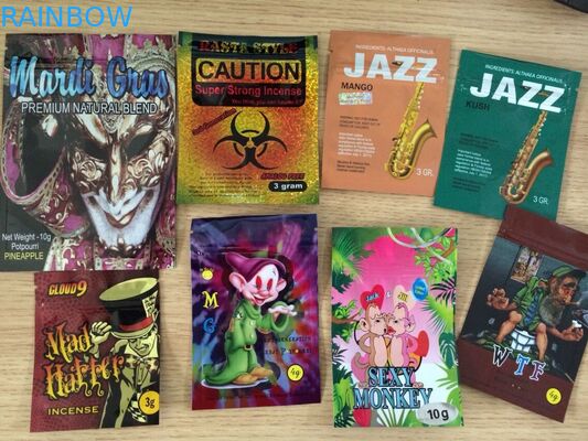 Drei Seiten siegelten Kräuterweihrauch-Aluminiumfolie-Taschen mit Reißverschluss heiß