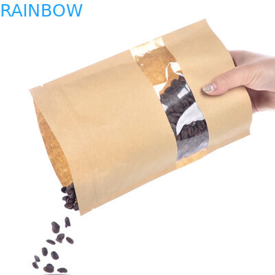 Nahrungsmittelgrad-Kraftpapier-Tasche mit klarem Fenster/Mylay-Tasche für Bean, Süßigkeit, Brot, Kaffee