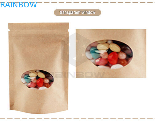 Mit Reißverschluss stehen Sie oben Papiertüte Beutel-Kraftpapiers Brown für das trockene Frucht-Nuss-Süßigkeits-Verpacken