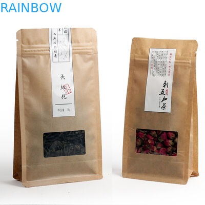 Feuchtigkeitsfeste flache Unterseiten-lamellierte Teebeutel, die mit Reißverschluss und Fenster verpacken