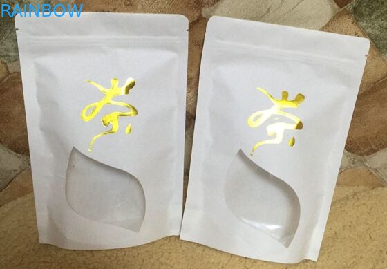 Gewohnheit druckte Kraftpapiertasche der hohen Qualität der flachen Unterseite für den Tee/Kaffee, die mit Reißverschluss Plastik mit Reißverschluss und Fenster verpacken