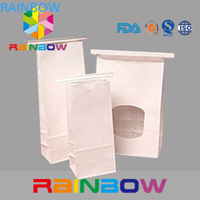 Weiße Kraftpapier-flache Unterseiten-Fenster-Taschen mit Zinn-Bindung, Chia-Samen-Verpacken