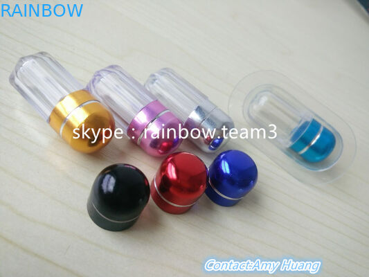 Wiederverwendbarer kleiner Kunststoffbehälter für Sexpillen / Kapselflasche mit Metallrunder Kappe