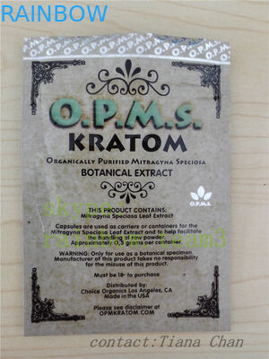 Kräuterweihrauch, der Aluminiumfolie opms kratom Pulver des Gold 3ct mit Reißverschluss verpackt