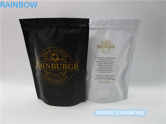 Stehen Sie oben Kaffee Plastikbeutel, die, die Aluminiumfoliekaffeetaschen verpacken, die Ventil entgasen