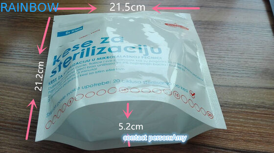Stehen Sie oben mikrowellen-Sterilisatorbeutel des FDA-gebilligten Reißverschlusses der Mikrowellen-Dampf-Sterilisator-Retorten-Tasche Plastik